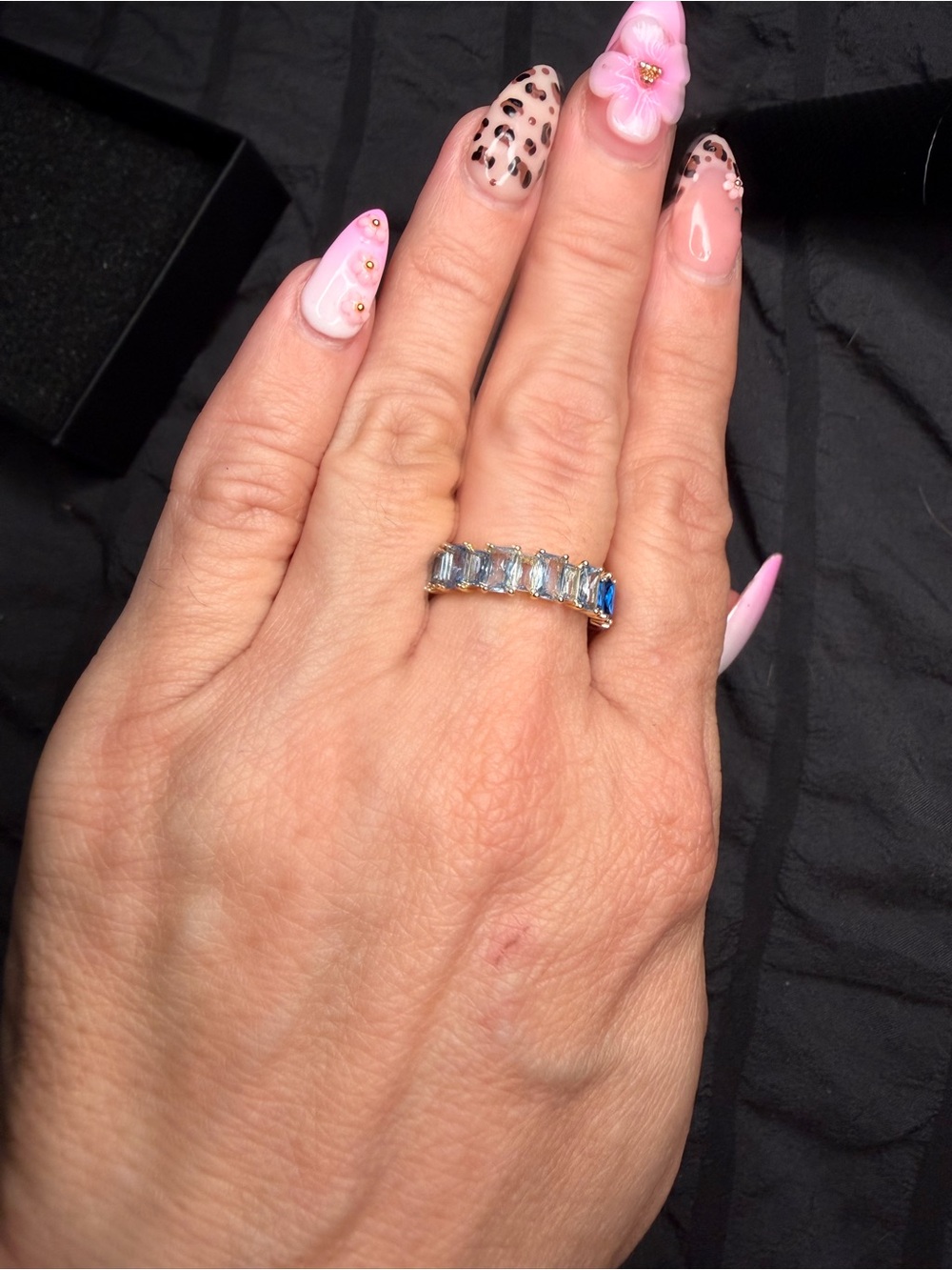 White Gold Filled Blue Ombre AAA CZ Eternity Band Ring size 8 - Picture 6 of 8